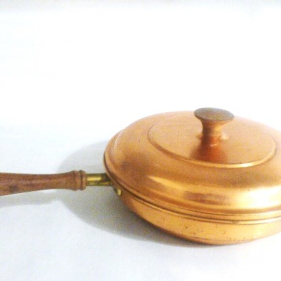 Vintage COPPER FRYING PAN Copper SKILLET Fire Stove Camping Wood Stove - Picture 2 of 8